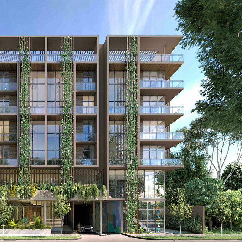 3D rendering sample of Arbor Residences Miami condo at daytime.
