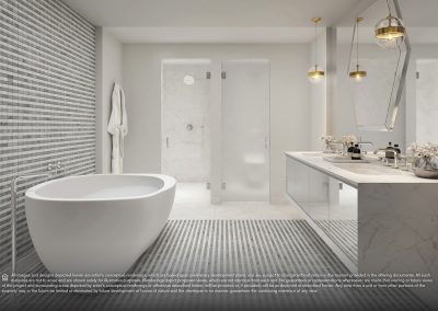 3D rendering sample of a modern bathroom design at Elysee condo.