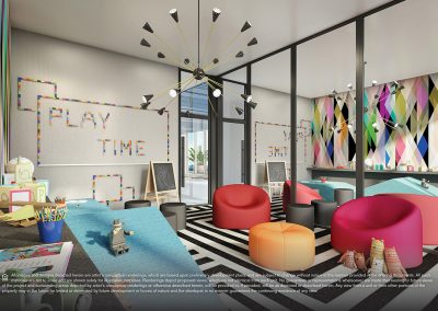 3D rendering sample of the children's playroom design at Elysee condo.